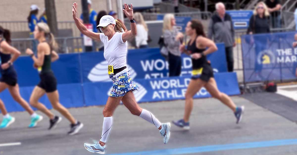 Woman running in marathon